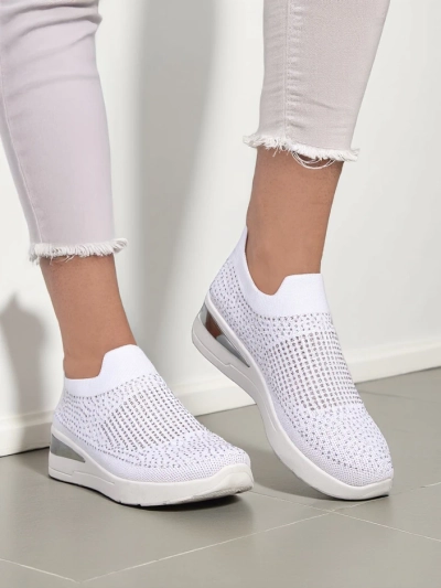 Royalfashion Slīdsošie sieviešu wedge sporta apavi ar rhinestones Qelavise