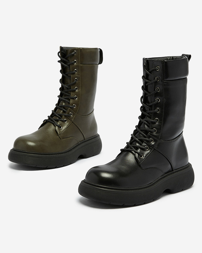 Dark green Ferisis lace-up women's high boots - Footwear