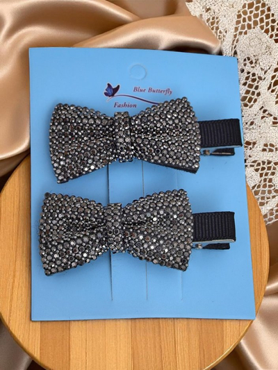 Royalfashion Set of 2 hair clips with bows and rhinestones Isadora