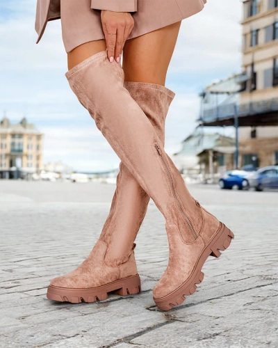 Royalfashion Women's flat knee-high slip-on boots Vianas