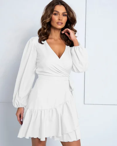 Платье мини с завязками Royalfashion для женщин с рюшем