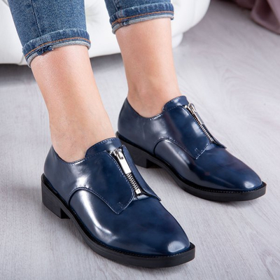 Navy blue low-heeled shoes Losientos - Footwear