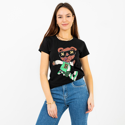 Ladies 'Black Printed T-Shirt - Clothing
