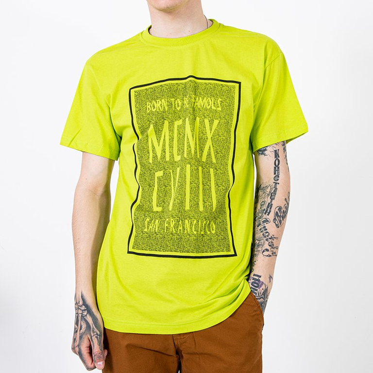 Neon green cotton t-shirt with print - Clothing