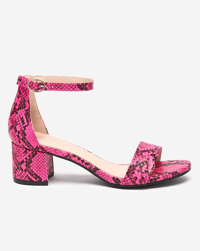 Fuchsia women's sandals on a post a'la snake skin Woccino- Footwear
