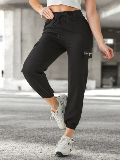 Pantaloni Elenna Sportivi Lunghi Neri con Tasca