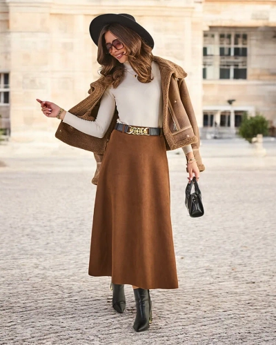 Royalfashion Women's midi skirt a' la suede