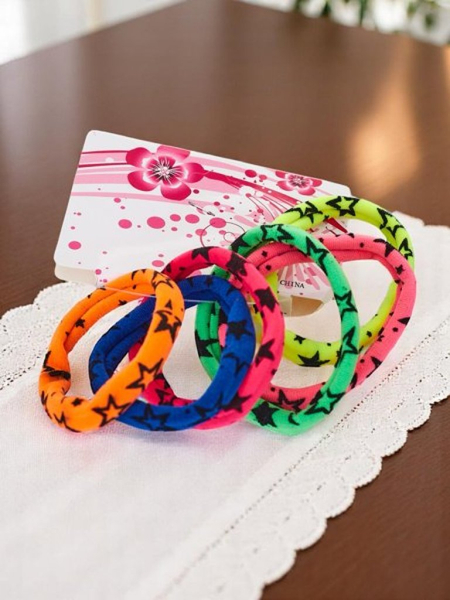 Royalfashion 6 krāsainu Starina matu gumiju komplekts ar zvaigznītēm