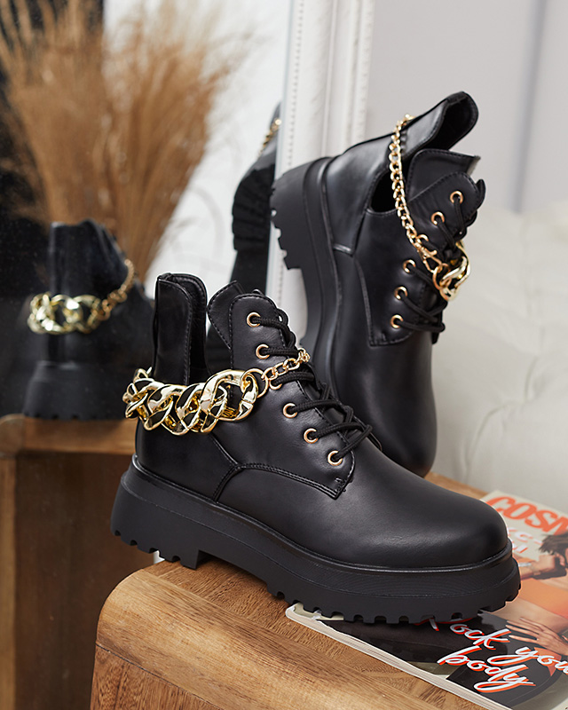 Black women's boots with cut-outs Neriso - Footwear