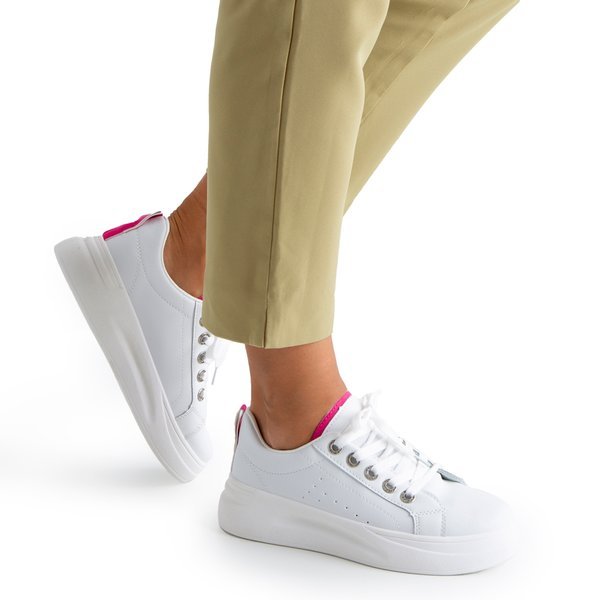 White and fuchsia women's Cathleen sneakers - Footwear