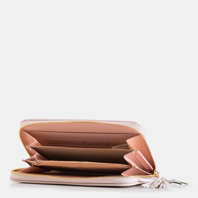 Bēšs dāmu maks ar pušķiem - Aksesuāri