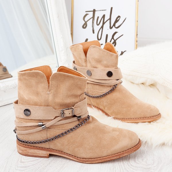 Beige cowboy boots on a Salem wedge heel - Footwear