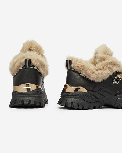 Women's sports shoes with fur in black Reyma- Footwear