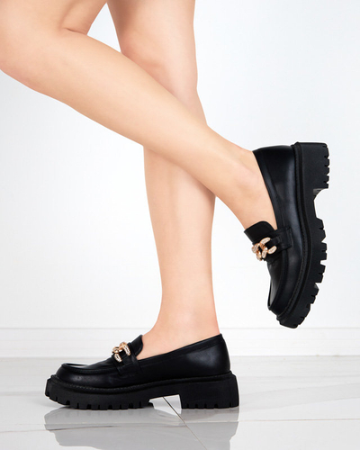 OUTLET Black women's shoes with a gold chain Chemko- Footwear