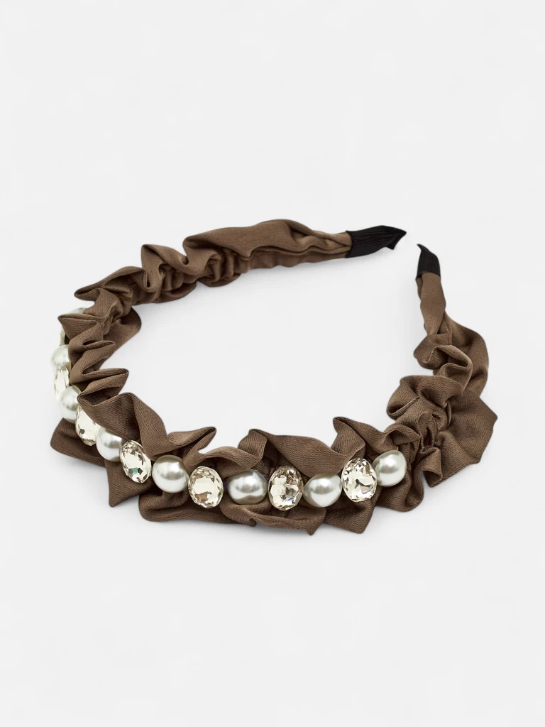 Royalfashion Headband with Ruching and Pearls