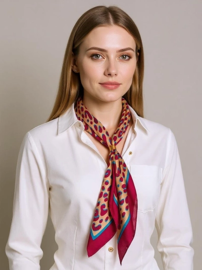 Apollonia Burgundy Women's Scarf with a Trendy Pattern – 100% Polyester Eleganza