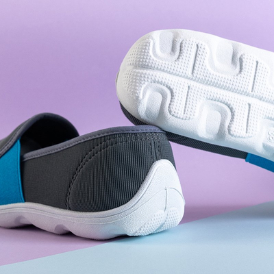 Серые женские слипоны с голубыми вставками Molara