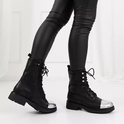 OUTLET Black boots with a metallic toe Konax - Footwear