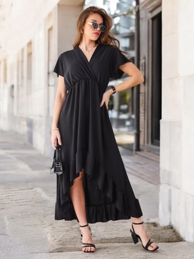 Royalfashion Women's midi dress with an asymmetrical hem