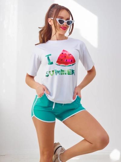 Спортивный комплект Royalfashion для женщин с футболкой и шортами Арбуз