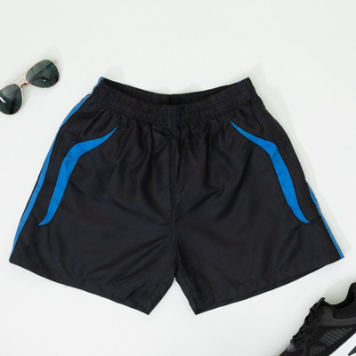 Black men's sports shorts with cobalt inserts - Clothing