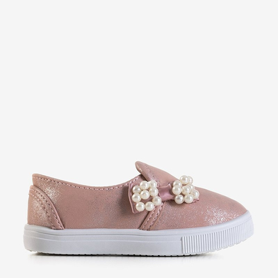 Light pink children's sneakers with a bow Malasina - Footwear