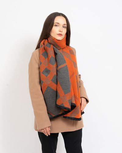 Royalfashion Gray-orange women's lightweight scarf with print