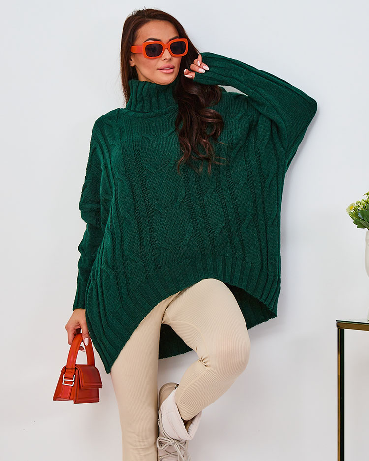 Royalfashion Women's cobalt asymmetrical turtleneck sweater