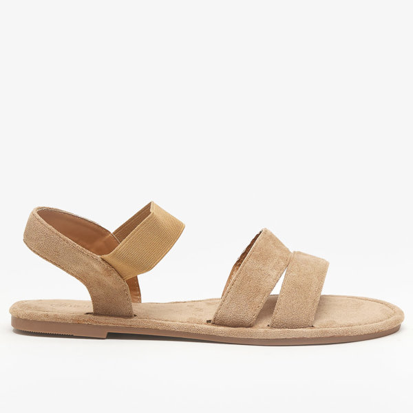 OUTLET Light brown women's eco-suede flat sandals Nerina - shoes