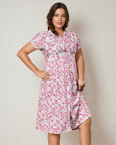 Royalfashion Sieviešu puķaina midi kleita