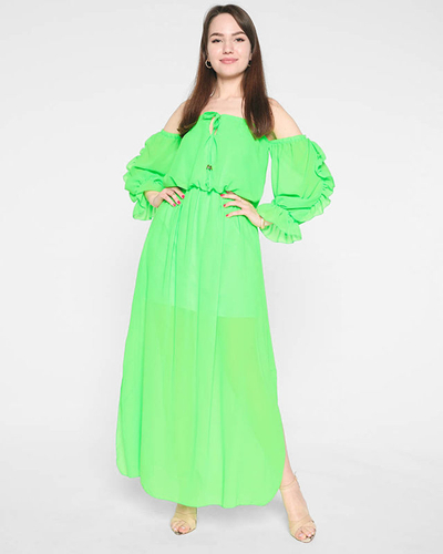 Women's neon green Spanish maxi dress - Clothing