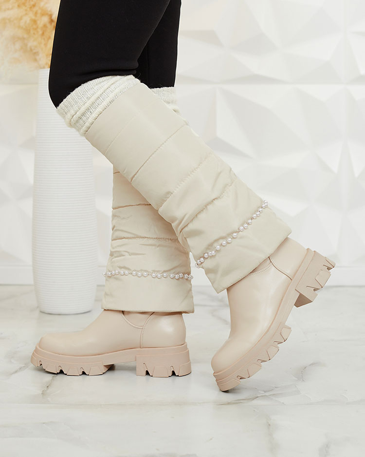 Royalfashion Sieviešu krēmkrāsas Ameroe zābaki