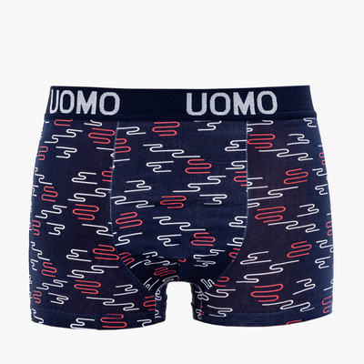 Men's navy blue boxer shorts with print- Underwear