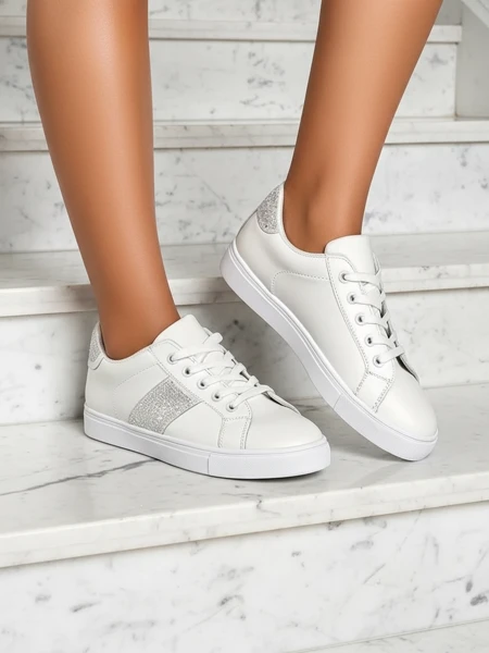 Luminosa White Eco-Leather Sneakers