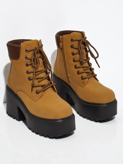 Women's Eco Suede Ankle Boots with Block Heel and Platform Tavlissa