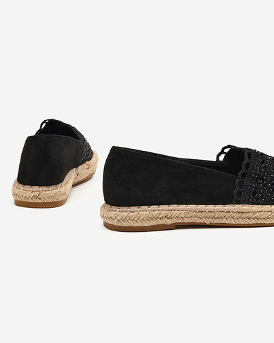 Black women's espadrilles with cubic zirconias Pashea - Footwear