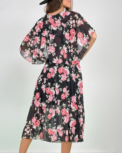 Royalfashion Women's pleated floral midi dress
