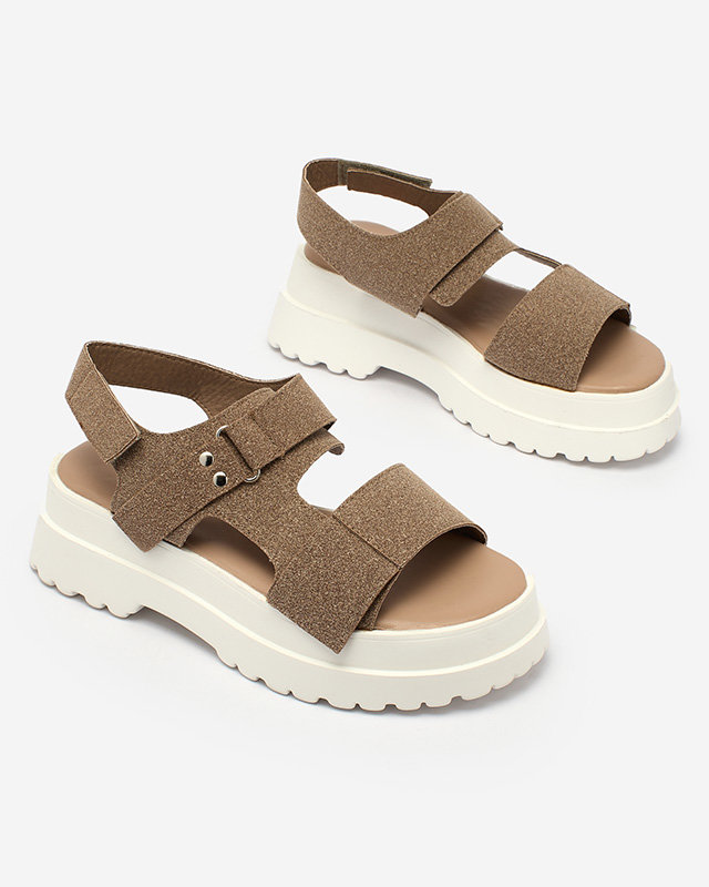 Royalfashion Tumši brūnas sieviešu sandales ar cietu zoli Rederis