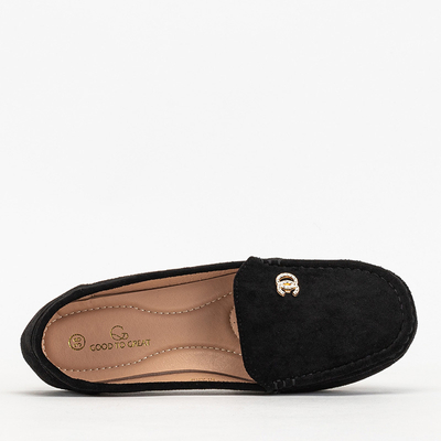 Black women's moccasins with an addition in zircons Endirmo - Footwear