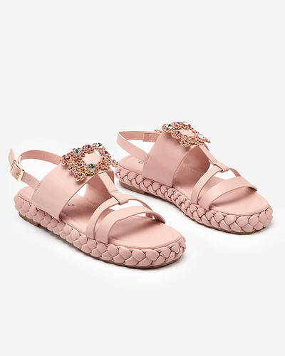 OUTLET Women's light pink sandals with a decorative Govy-Footwear buckle