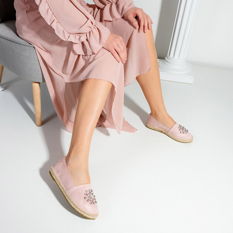 Light pink women's espadrilles with Lucila decorations - Footwear