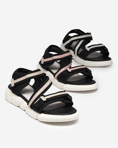 Black and beige children's sandals fastened with Velcro Modis - Shoes