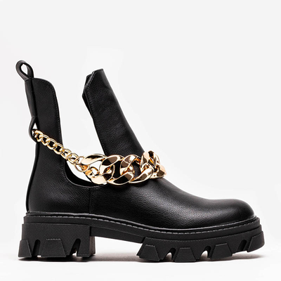 Black women's boots with chain Tenkay - Footwear