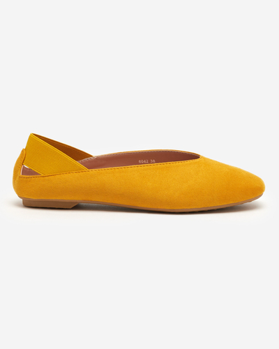 Yellow women's ballerinas with a square toe Lojara - Footwear
