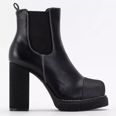 OUTLET Black women's boots on a high post by Naqiela - Footwear