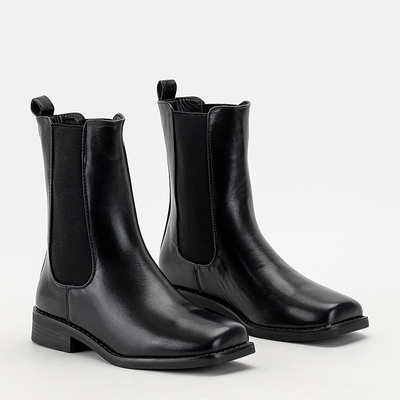 OUTLET Black women's boots with square toe Pyroqe - Footwear