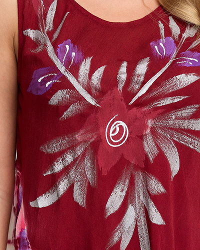 Women's maroon patterned cape with a floral dress - Clothing