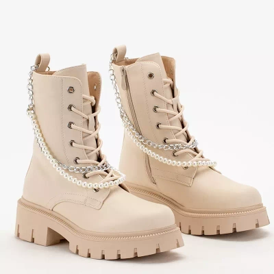 OUTLET Кремовые женские сумки с цепочкой и жемчугом Агсива - Обувь