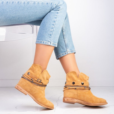 Коричневые ковбойские сапоги на салемской танкетке - Обувь