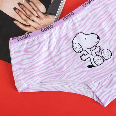 Women's purple cotton patterned panties with a doggy print - Clothing